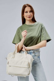 Zoozie Bags Bolsa Tote de Lona Crema